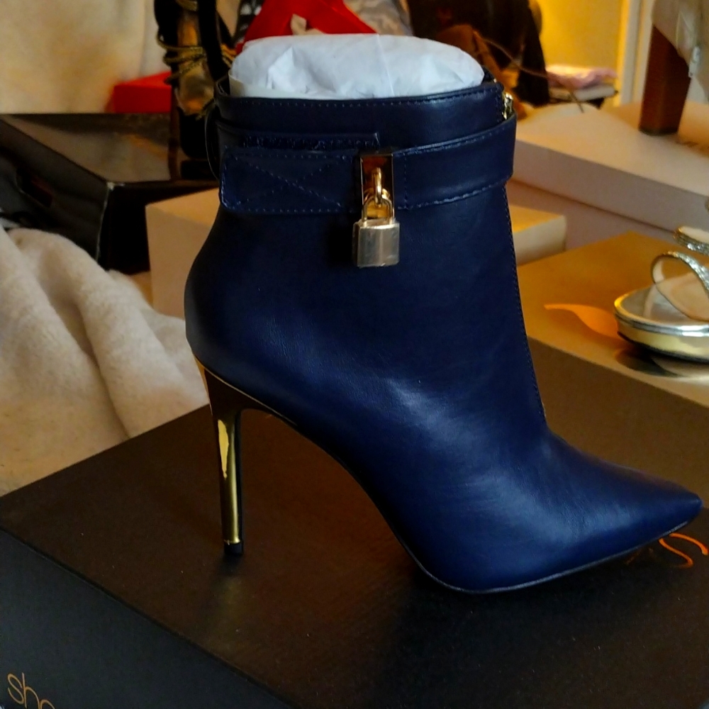 Blue and gold booties